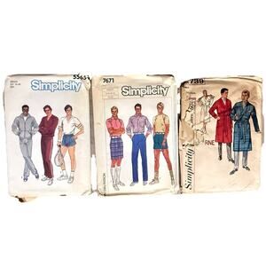 Lot 3 Vintage Simplicity Mens Patterns